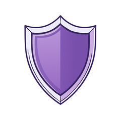 Purple shield design with outlined border, simple graphic illustration