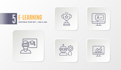 E-learning and Modern Education Icon Set