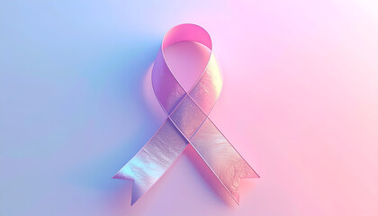 Elegant Pink Ribbon Symbolizing Hope and Awareness on Gradient Background.