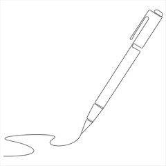 Continuous line drawing of classic ballpoint pen icon back to school minimalist education concept