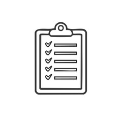 Outline Icon of Checklist on Clipboard for Task Management