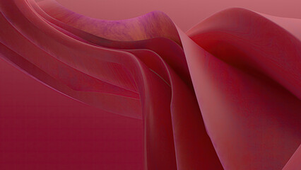 Abstract flowing red fabric with a gradient background.