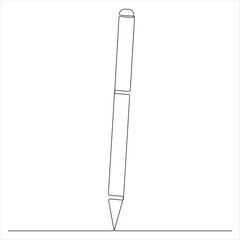 Continuous line drawing of classic ballpoint pen icon back to school minimalist education concept