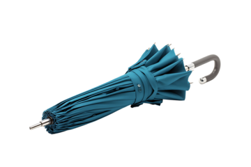 Closed blue umbrella rain protection weather accessory fashion style waterproof handle elegant design rainwear