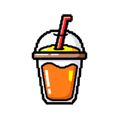 Pixel Art Orange Drink with Straw.