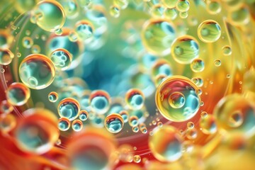 Colorful oil and water bubbles creating an abstract background with beautiful reflections