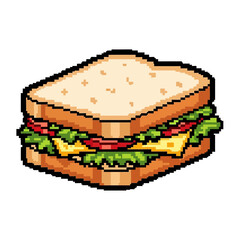 Delicious pixel art sandwich with fresh ingredients and toasted bread.