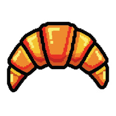 Pixelated croissant illustration with golden brown color and delicious appearance.