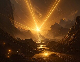 Golden Sunrise Over Mountains