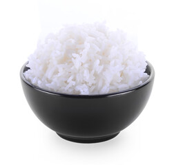 bowl rice isolated on white background.