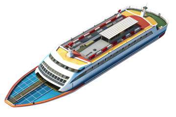 Passenger ferry, modern, cutout, PNG isolated on transparent background