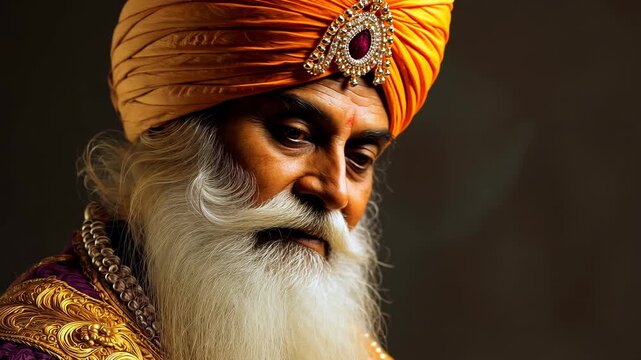 Elderly Man in Traditional Turban with Thoughtful Expression