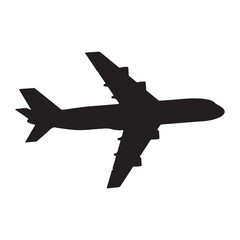 Obraz premium Silhouette of Passenger Airplane Flying High Above the Sky Transportation Travel and Global Connectivity Symbol Isolated on White Background Vector Illustration