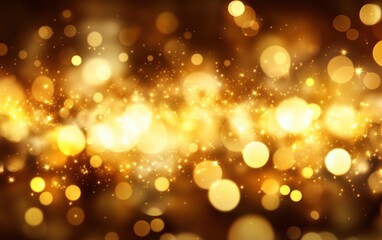 Obraz premium A shimmering background filled with golden bokeh lights and sparkling effects, evoking a magical and festive atmosphere.