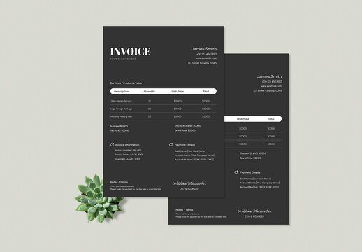 Professional Corporate Invoice Design with Simple Layout