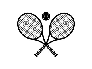 Tennis rackets and ball graphic illustration for sports equipment and recreational activities promotional visuals and athletic competitions advertising materials
