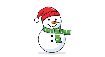 Cheerful Snowman with a Hat and Scarf Holiday Fun Illustration for Festive Designs