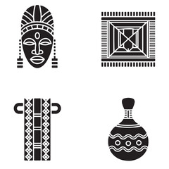 vector isolated Black color Nigeria traditional cultural symbols