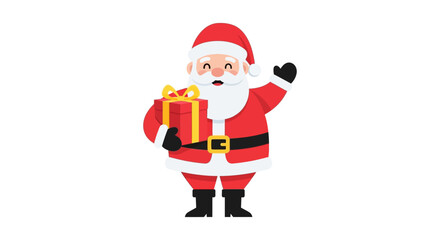 Santa Claus Holding a Gift Box A Festive Christmas Icon for Holiday Celebrations