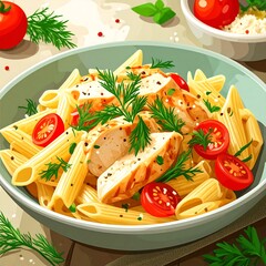 Pasta with grilled chicken