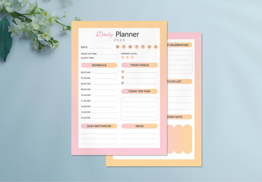 Modern Daily Schedule Goal Tracker Planner Template