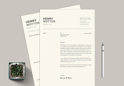 Clean Resume and Cover Letter Template for Job Seekers