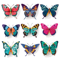 set of colorful butterflies
