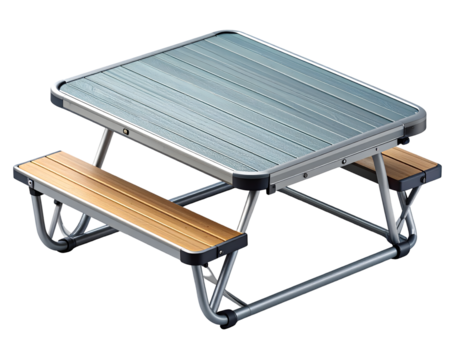 Portable Camping Table with Benches - Outdoor Furniture Isolated