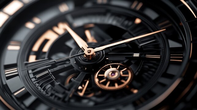Close up of luxury watch mechanical details