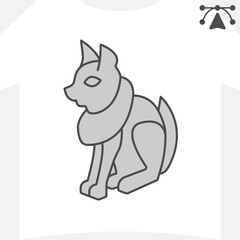 Sphinx statue isometric icon, souvenir concept. Vector graphics. Cat with a necklace sign and editable stroke, outline style icon for mobile or web design.