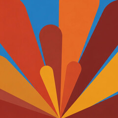 Retro inspired radial burst pattern with warm tones expanding from the bottom for a vintage aesthetic