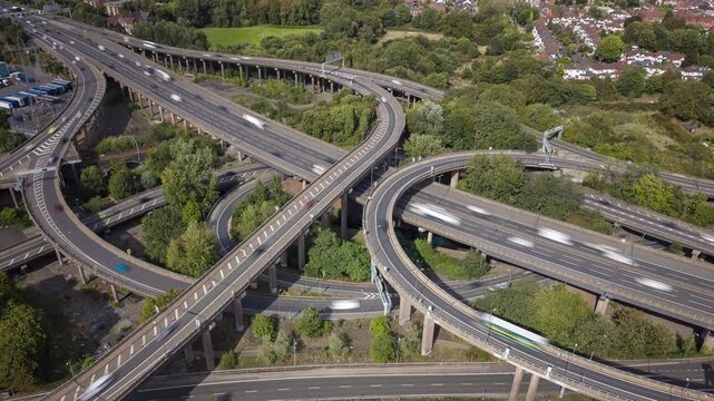 Timelapse of Spaghetti Junction on the M6 motorway, Gravelly Hill, Birmingham, England