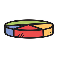 Colorful Pie Chart Graphic With Five Segments In Red Blue Yellow Green And Orange On A Transparent Background For Data Visualization And Business Analytics