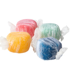 Mochi wrapped candy, white isolated background