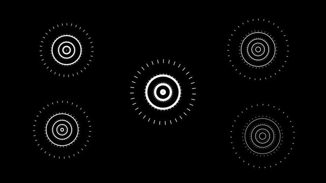 Motion graphics with black screen. Circle transition, line, blast in After Effects pop up. white circle loop animation. Line circle animation explosion white cartoon firework animation. 4k background