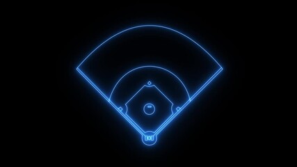 Baseball diamond neon line diagram. Animation of digital baseball field with glowing elements and data visualization Baseball diamond graphic Clipart image isolated on black background 4k video, - Powered by Adobe