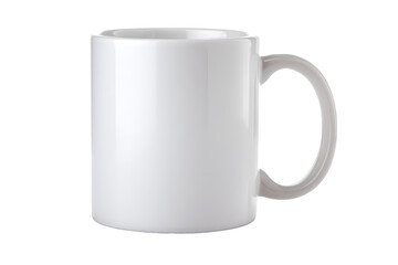 Plain white ceramic mug with a light gray handle, isolated on transparent background