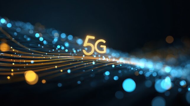 5G or 6G dot line mobile technology. Wireless data network and connection technology concept. high-speed, futuristic background. vector design.