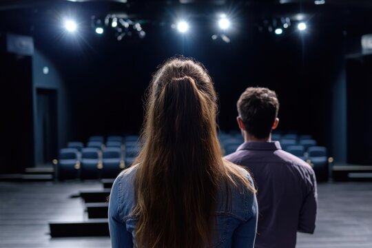 Preparing for a performance in an empty theater before the audience arrives