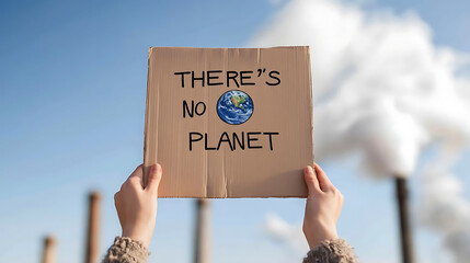 Environmental protest with handmade sign. Focus on the poster, with the world symbol, urging action to protect the Earth.