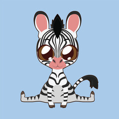 cute zebra character in flat design with isolated background