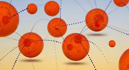 Interconnected Orange Spheres - A Network of Relationships and Connections.