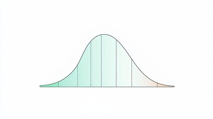 A simple, smooth graph depicting a normal distribution curve with vertical lines, representing statistical data