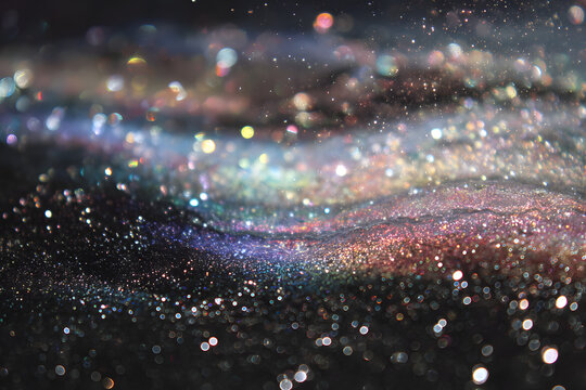 iridescent starfield with reflective metallic dust creating a cosmic hologram dreamy space vibe