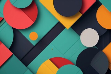 Modern minimal geometric abstract background, colorful flat design, clean mockup style.