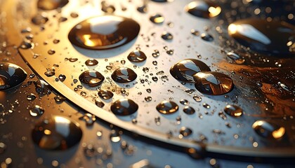 Water droplets on a metallic disc