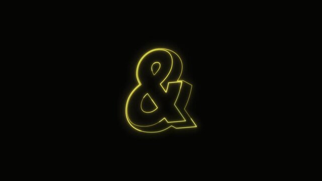  Ampersand Neon Text Seamless Loop 4K with Black Background Animated Promotional Typography for Video Editing