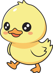 Cute Kawaii Yellow Duckling Bird Character