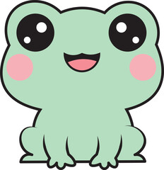 Adorable Kawaii Green Frog Character