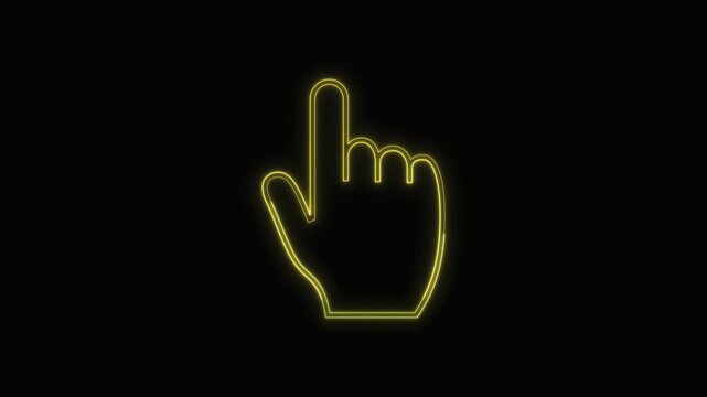  Backhand Index Pointing Up Icon Neon Seamless Loop 4K with Black Background Animated Promotional Typography for Video Editing
